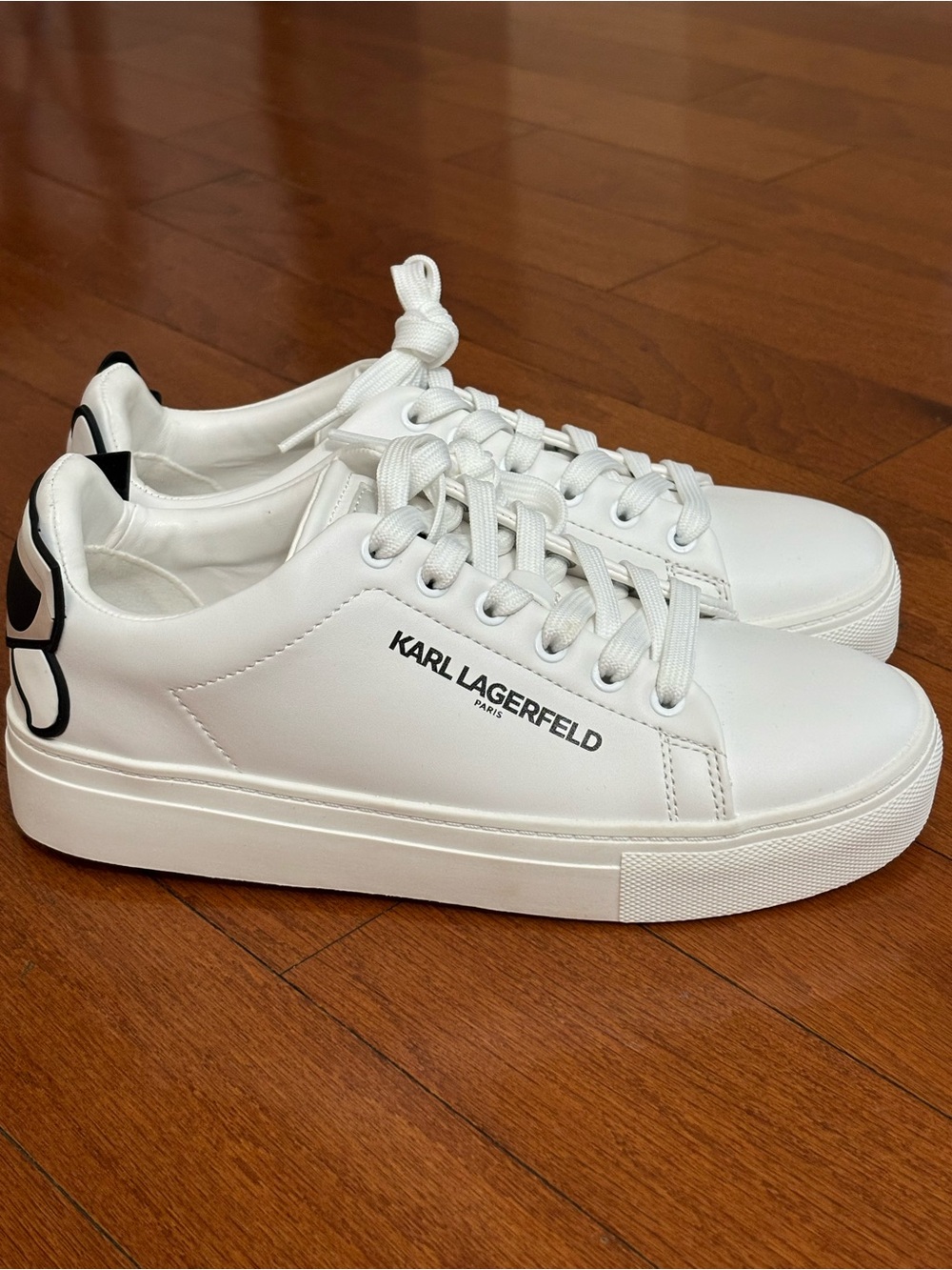 Karl Lagerfeld Paris Chella Women’s White Logo Lace Up Sneakers Sizes 6, 7.5, 8